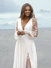 Wholesale A-Line/Princess V-Neck Floor-Length Wedding Dress