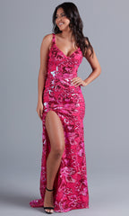 PromGirl Long Sequin Prom Dress with Capes