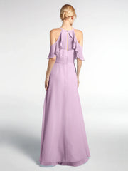 Thin Shoulder Empire Ruffle Edge Sleeve Dress