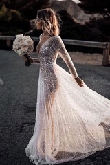 Frayah | Bohemian A-Line Sparkly Sequined Luxury Wedding Dresses
