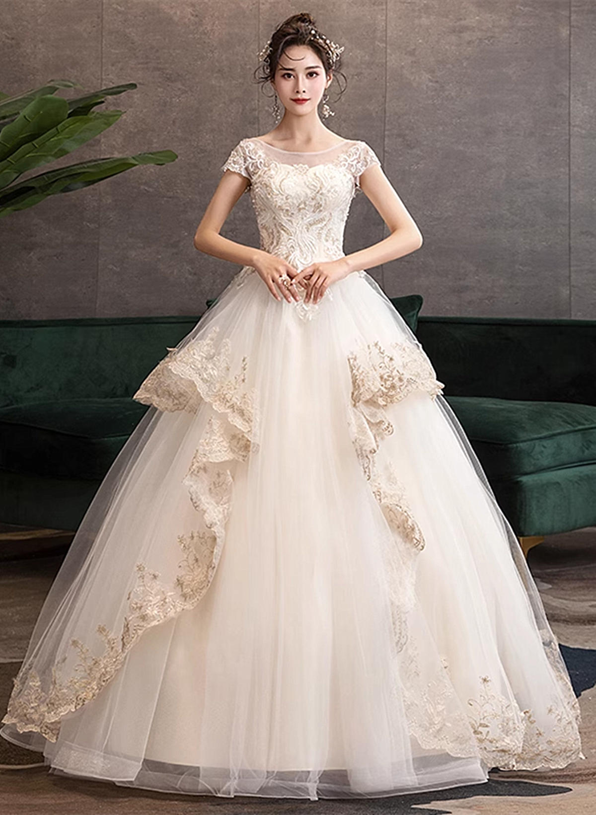 Lovely Ivory Tulle Ball Gown with Lace Sweet 16 Dress, Ivory Tulle Long Formal Dress