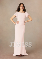 Mermaid spoon pleated crepe floor length mother of the bride dress