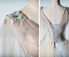 Gorgeous Champagne Tulle V-neckline Sweet 16 Dress, Quinceanera Dress