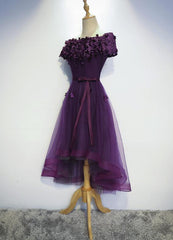 Dark Purple High Low Homecoming Dresses, Cute Formal Dress, Prom Dress