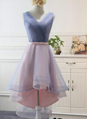 Blue and Pink Stylish High Low Party Dress, Cute Formal Gowns, Pretty Party Dresses