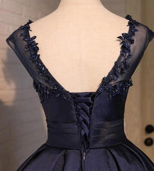 Gorgeous High Low Satin Homecoming Dress, Round Neckline Lace-up Dress