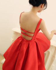 Beautiful Red Backless Satin Party Dress, Cute Short Prom Dress