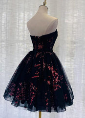 Lovely Black Sweetheart Short Homecoming Dress, Black Prom Dress