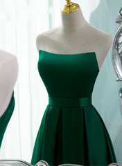 Green Simple Satin Long Prom Dress with Leg Slit, Green Evening Formal Dress