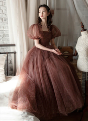 Lovely Tulle Short Sleeves Party Dress Formal Dress, Cute Tulle Prom Dress
