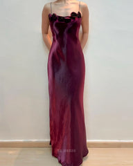 Sheath Spaghetti Straps Burgundy Vintage formal dresses Bridesmaid Dresses evening gown Prom Dress