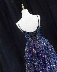 Sequins V-neckline Short Straps Homecoming Dress, Short Sequins Prom Dress