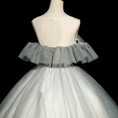 Green Ball Gown Round Neckline with Lace Sweet 16 Dress, Green Tulle Formal Dress