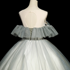 Green Tulle Off Shoulder Ball Gown Beaded Sweet 16 Dress, Green Tulle Formal Dress
