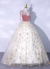 Lovely Ivory Tulle Ball Gown Straps Party Dress, Ivory Sweet 16 Dress Formal Dress