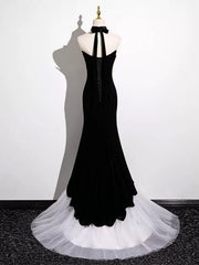 Black and White Mermaid Long Formal Dress Evening Dress, Black and White Prom Dress