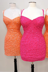 Pink Sequin Sweetheart Bodycon Homecoming Dress
