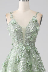 A-Line Long Corset Appliqued Prom Dress with Detachable Sleeves V-neck Floor Length
