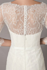 Weitese Lace Beach Half-Sleeves Wedding Dress