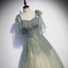 Green tulle long prom dress evening dress evening dress KS6998
