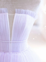 Purple  tulle A line long prom dress, tulle long evening dress