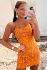Red Lace Appliques Bodycon Mini Party Dress