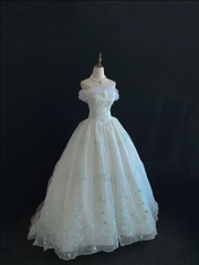 Fairy Strapless A-Line Tulle Embroidery Birthday Ball Gowns Quinceanera Dresses, HZ0319