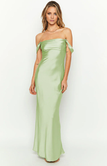 Jimiss off shoulder minimalist sleeveless backless satin long Prom dress