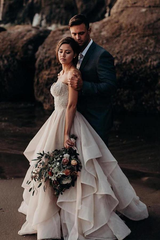 A-line Sweetheart Neck Beaded Bodice Wedding Gowns Wedding Dresses