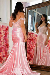 Black Off-Shoulder Mermaid Pleated Prom Dress with Sequin