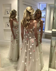 White Tulle See Through Dress With Orchid Flowers