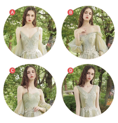 Light Green Fairy Prom Dress Green Color, Green Tulle Long Wedding Party Dress