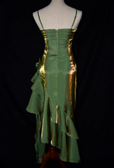 Charming Mermaid High Low Satin Straps Party Dress, Vintage Style Prom Dress