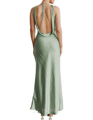 Sheath Cowl Neck Sleeveless Backless Open Back Satin formal dresses Bridesmaid Dresses evening gown Prom Dress