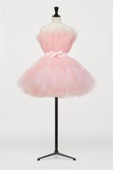 Hot Pink A-line Short Puffy Tulle Party Dress Cocktail Dresses