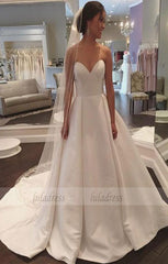 Sweetheart Satin Wedding Dress Simple and  Formal Gowns Women Party Dresses
