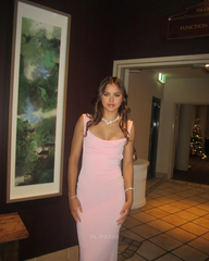 Sheath Backless Chiffon Pink formal dresses Bridesmaid Dresses evening gown Prom Dress