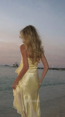 Two Piece Elegant Yellow formal dresses Bridesmaid Dresses evening gown Prom Dress