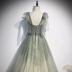 Green tulle long prom dress evening dress evening dress KS6998
