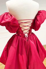 Red Cut Glass Mirror Strapless A-Line Homecoming Dress