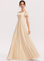 Tiered Ruffle A-Line Square Floor-Length Chiffon Bridesmaids Dress