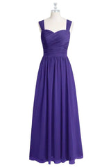Purple Sweetheart Banded Taille Long Bruidsmeisje jurk