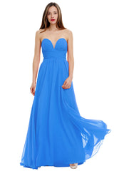 A-Line Sweetheart Chiffon Long Prom Dresses