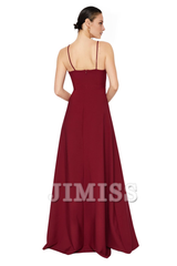 Split neckline evening gown and graduation gown formal evening gown