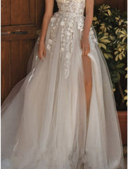 A-Line/Princess Off-The-Shoulder Floor-Length Lace Wedding Dress Sexy