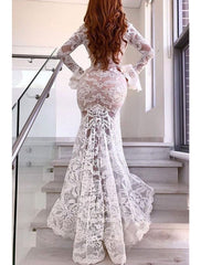 Trumpet/Mermaid V-Neck Floor-Length Lace Wedding Dress Sexy