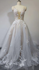 Charming A-Line/Princess V-Neck Floor Length Lace Wedding Dress Sexy Bridal Gown