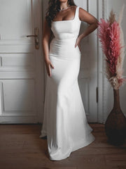 Trumpet/Mermaid Square Neck Floor-Length Wedding Dress Sexy