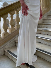 Trumpet/Mermaid Halter Floor-Length Wedding Dress Open Back