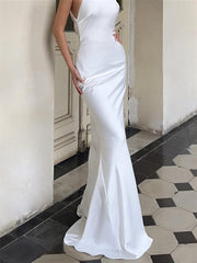 Trumpet/Mermaid Halter Floor-Length Wedding Dress Sexy